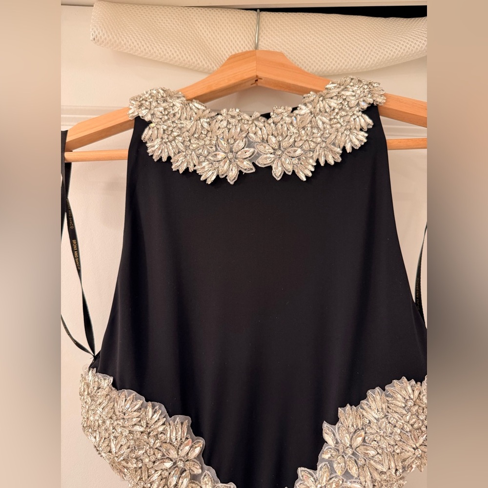 NWOT BRONX AND BANCO Camila Black Rhinestone Cutout Gown - Picture 9 of 15